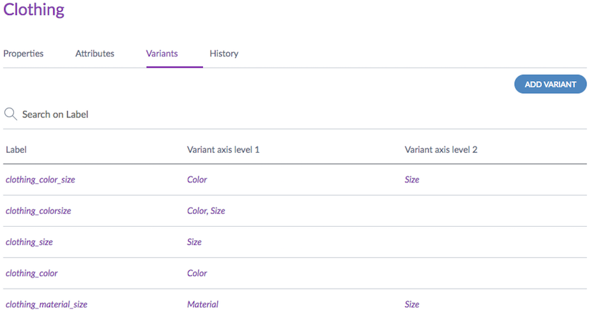 Family variants in the Akeneo UI